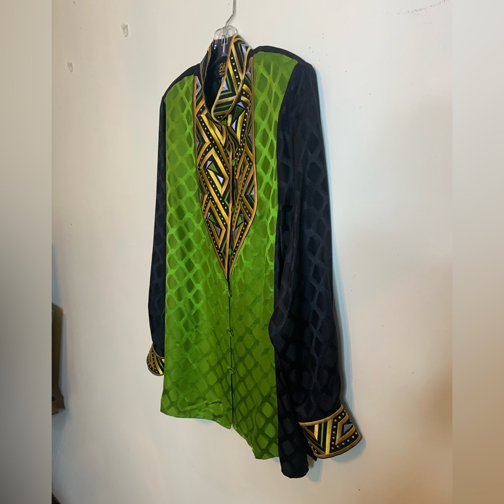 Bob Mackie Silk Wearable Art Long Sleeve Blouse / Jacket Sz M - Picture 8 of 12